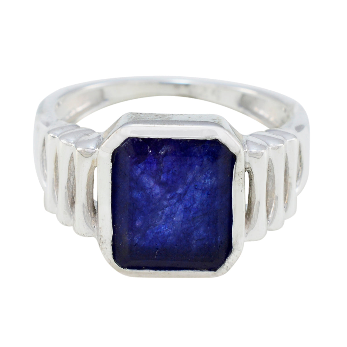 Indian Blue Sapphire Solitaire Egyptian Silver Blue Gemstone Mid weight Signet Ring Jewelry Главное изображение товара