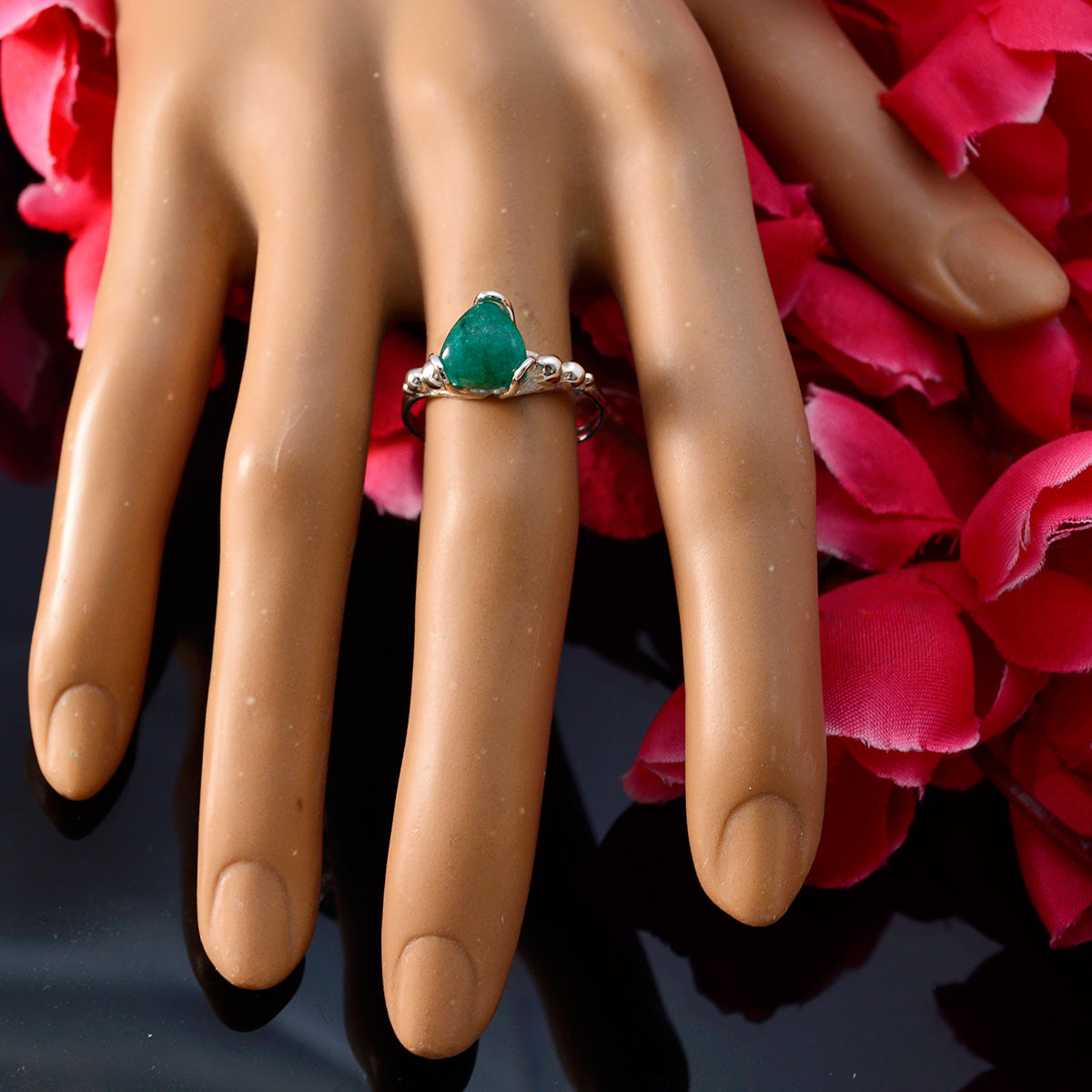 Indian Emerald Solitaire Australian Sterling Silver Green Gemstones Delicate Rope Wire Ring Jewelry