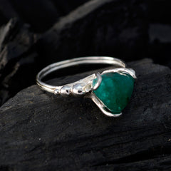 Indian Emerald Solitaire Australian Sterling Silver Green Gemstones Delicate Rope Wire Ring Jewelry