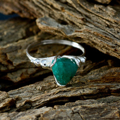 Indian Emerald Solitaire Australian Sterling Silver Green Gemstones Delicate Rope Wire Ring Jewelry