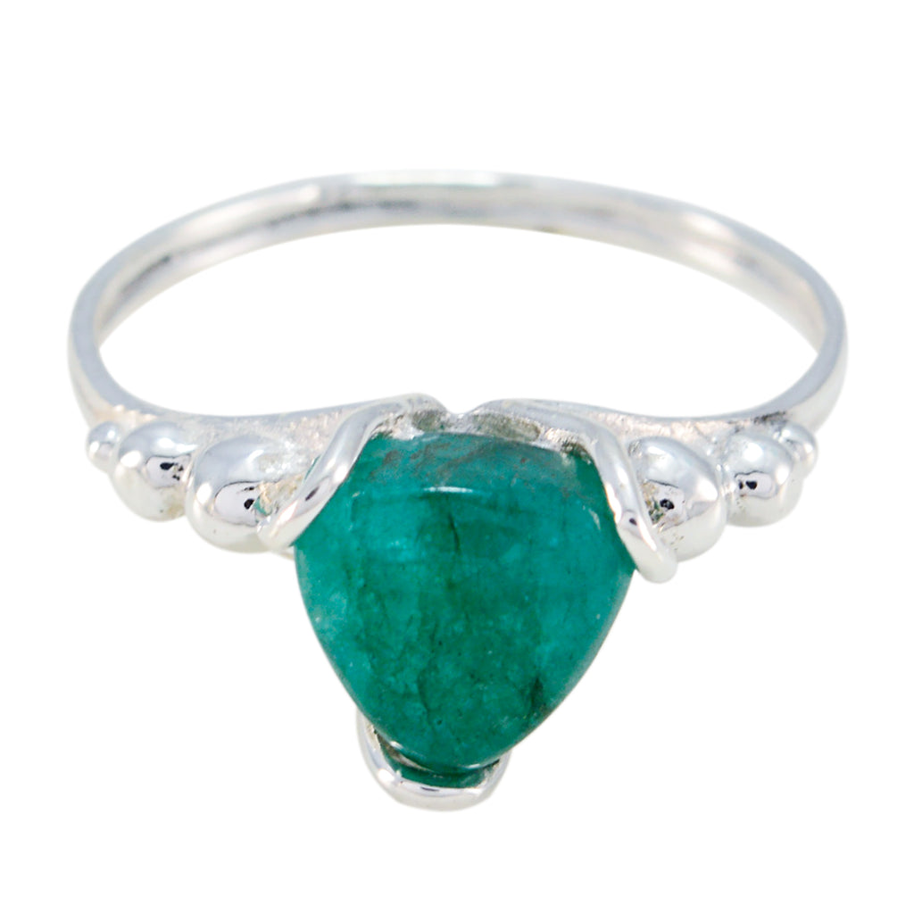 Indian Emerald Solitaire Australian Sterling Silver Green Gemstones Delicate Rope Wire Ring Jewelry