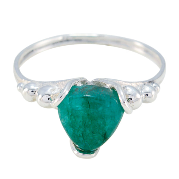Indian Emerald Solitaire Australian Sterling Silver Green Gemstones Delicate Rope Wire Ring Jewelry