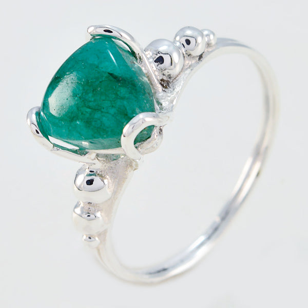 Indian Emerald Solitaire Australian Sterling Silver Green Gemstones Delicate Rope Wire Ring Jewelry