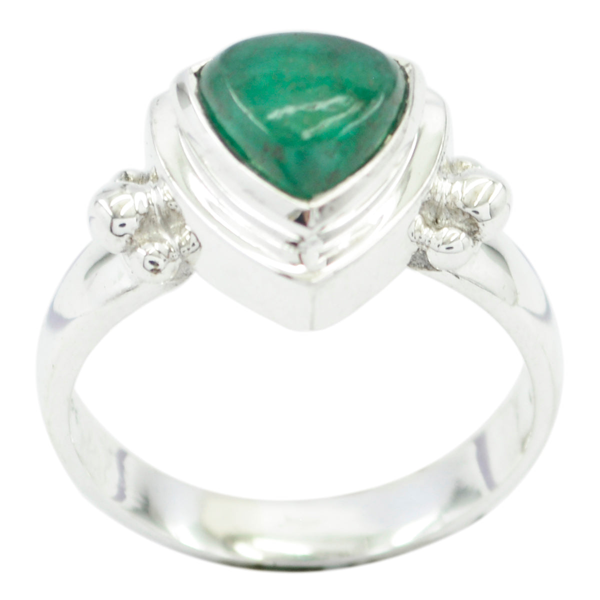 Indian Emerald Solitaire Turkish 925 Silver Green Gems Slim Boho Ring Jewelry メイン画像