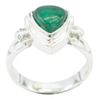 Indian Emerald Solitaire Turkish 925 Silver Green Gems Slim Boho Ring Jewelry