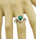 Indian Emerald Solitaire Turkish 925 Silver Green Gems Slim Boho Ring Jewelry