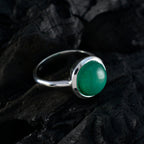 Indian Emerald Solitaire German 92.5 Silver Green Gemstone Tiny Contemporary Ring Jewelry