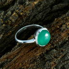 Indian Emerald Solitaire German 92.5 Silver Green Gemstone Tiny Contemporary Ring Jewelry
