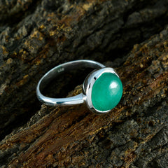 Indian Emerald Solitaire German 92.5 Silver Green Gemstone Tiny Contemporary Ring Jewelry