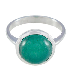 Indian Emerald Solitaire German 92.5 Silver Green Gemstone Tiny Contemporary Ring Jewelry