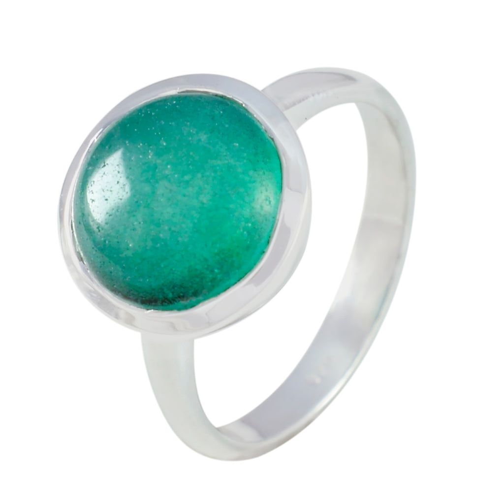 Indian Emerald Solitaire German 92.5 Silver Green Gemstone Tiny Contemporary Ring Jewelry