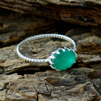 Indian Emerald Solitaire Japanese 92.5 Silver Green Gemstones Elegant  Twist Ring Jewelry