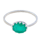 Indian Emerald Solitaire Japanese 92.5 Silver Green Gemstones Elegant  Twist Ring Jewelry