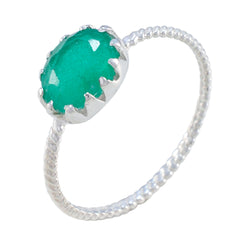 Indian Emerald Solitaire Japanese 92.5 Silver Green Gemstones Elegant  Twist Ring Jewelry