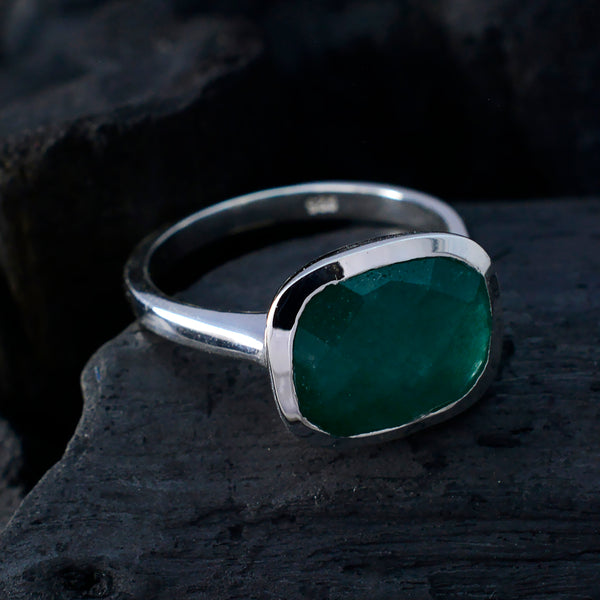 Indian Emerald Solitaire French 925 Sterling Silver Green Gems Minimal Romantic Ring Jewellery