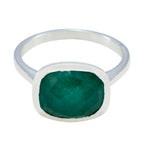 Indian Emerald Solitaire French 925 Sterling Silver Green Gems Minimal Romantic Ring Jewellery