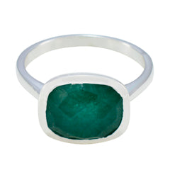 Indian Emerald Solitaire French 925 Sterling Silver Green Gems Minimal Romantic Ring Jewellery