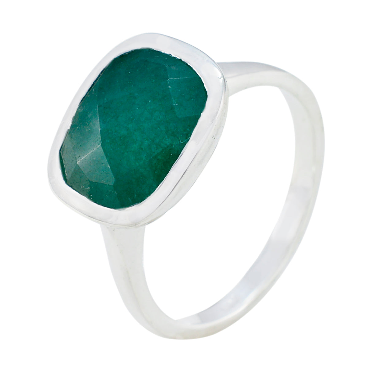 Indian Emerald Solitaire French 925 Sterling Silver Green Gems Minimal Romantic Ring Jewellery