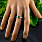 Indian Emerald Solitaire Australian 925 Sterling Silver Green Gemstone Dainty Boho Ring Jewellery