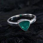 Indian Emerald Solitaire Australian 925 Sterling Silver Green Gemstone Dainty Boho Ring Jewellery