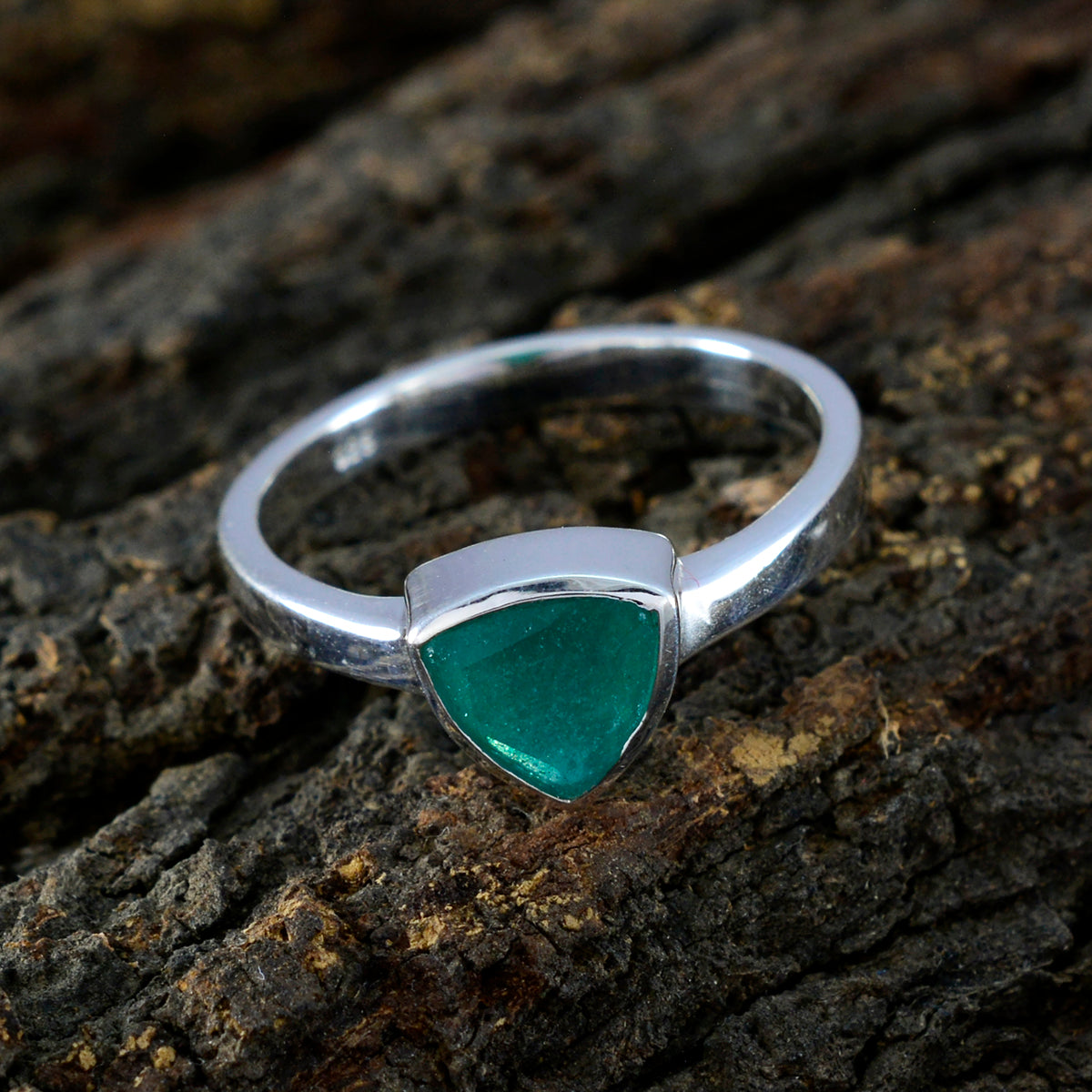 Indian Emerald Solitaire Australian 925 Sterling Silver Green Gemstone Dainty Boho Ring Jewellery