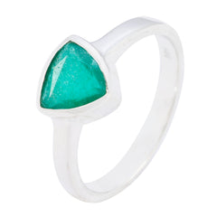 Indian Emerald Solitaire Australian 925 Sterling Silver Green Gemstone Dainty Boho Ring Jewellery