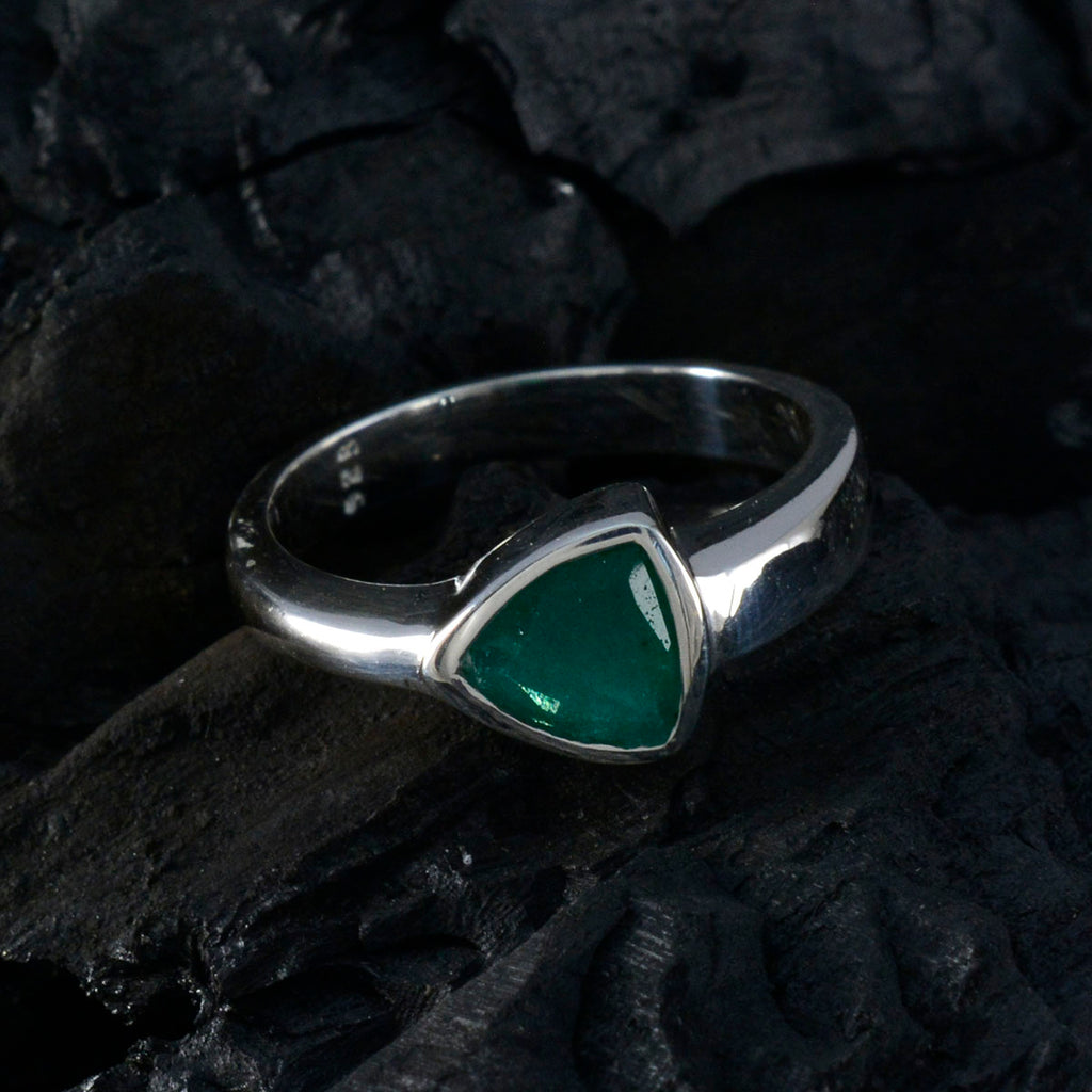 Indian Emerald Solitaire Russian Silver Green Gems Tiny Traditional Ring Jewelry