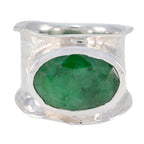 Indian Emerald Solitaire German 925 Silver Green Gems Edgy Oversized Band Jewellery
