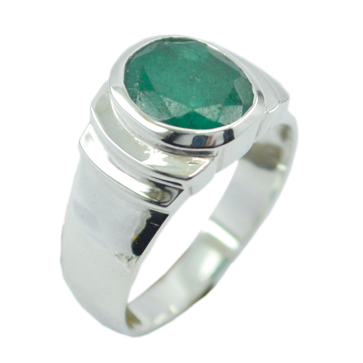 Indian Emerald Solitaire African 925 Silver Green Gemstones Eye catching propsel Ring Jewellery