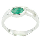 Indian Emerald Solitaire African 925 Silver Green Gems Featherlight Cultural Ring Jewellery