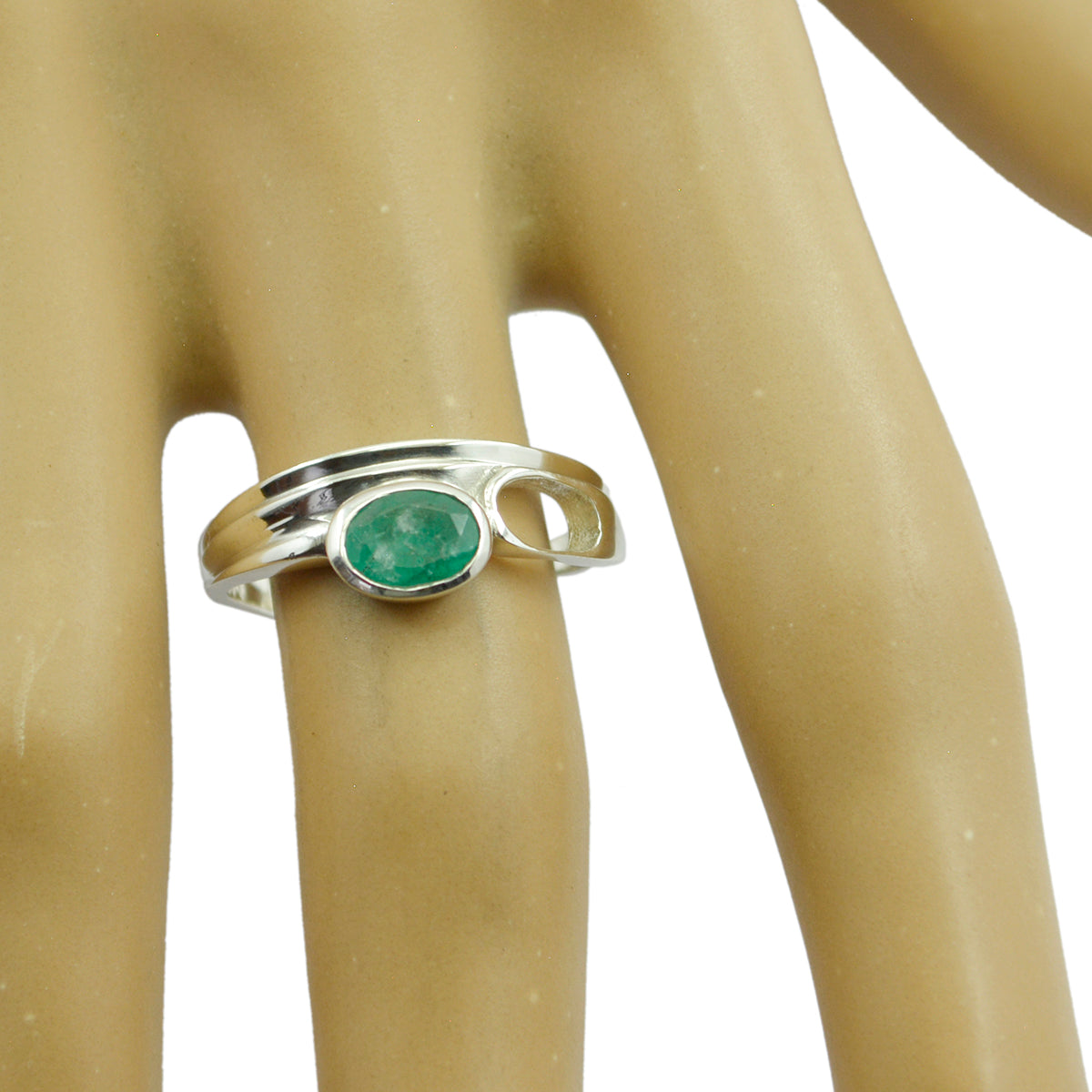 Indian Emerald Solitaire African 925 Silver Green Gems Featherlight Cultural Ring Jewellery