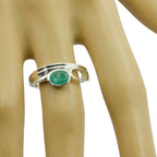 Indian Emerald Solitaire African 925 Silver Green Gems Featherlight Cultural Ring Jewellery