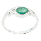 Indian Emerald Solitaire Korean 92.5 Silver Green Gems Delicate Graceful Ring Jewelry