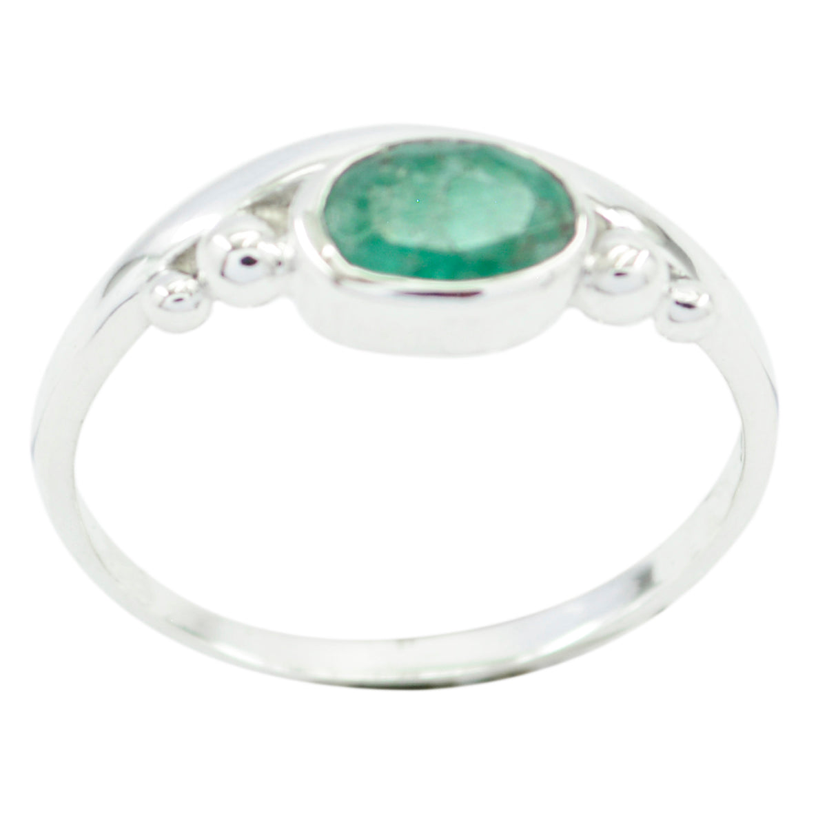 Indian Emerald Solitaire Korean 92.5 Silver Green Gems Delicate Graceful Ring Jewelry