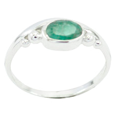 Indian Emerald Solitaire Korean 92.5 Silver Green Gems Delicate Graceful Ring Jewelry