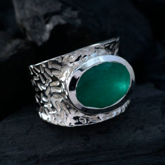 Indian Emerald Solitaire Moroccan Sterling Silver Green Gemstones Essential  engravings Ring Jewellery