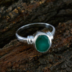 Indian Emerald Solitaire French Silver Green Gems Classic  Glamorous Ring Jewelry