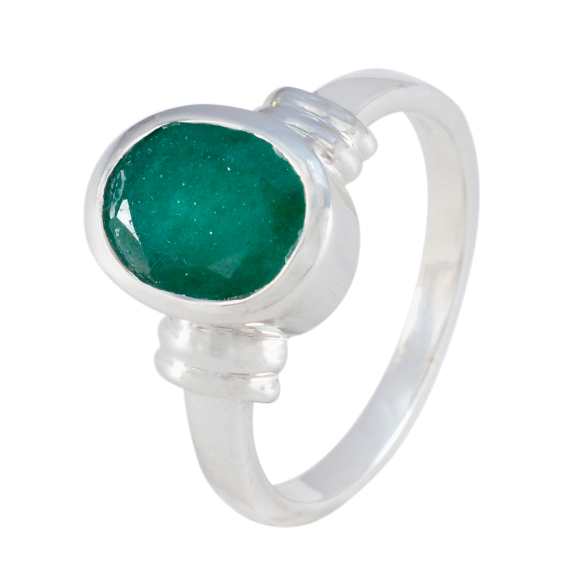 Indian Emerald Solitaire French Silver Green Gems Classic  Glamorous Ring Jewelry Второстепенное изображение товара