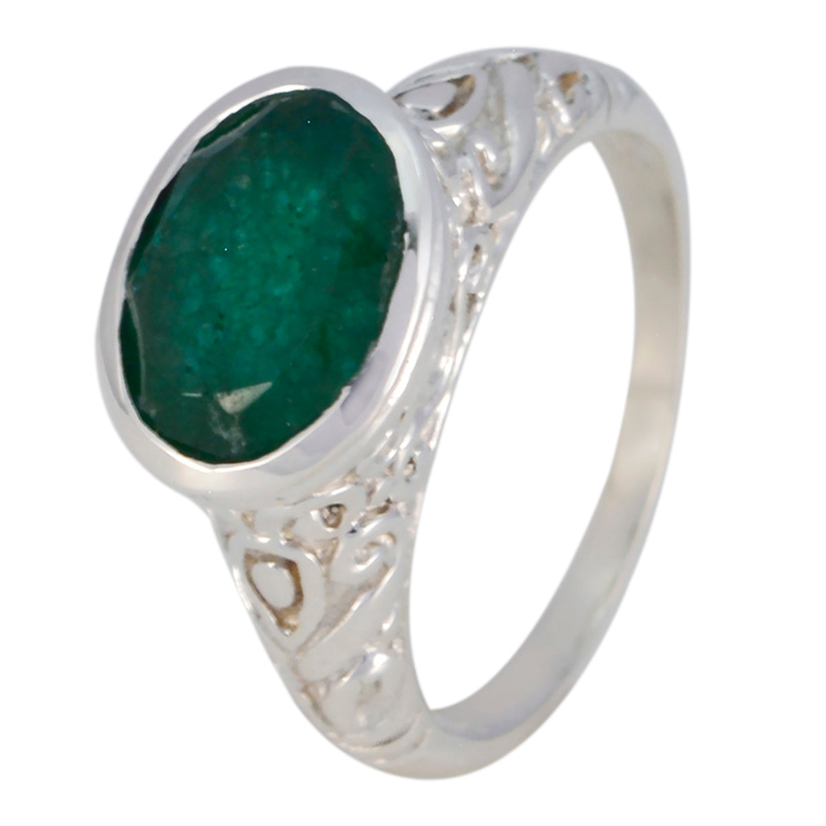 Bague Art déco minimaliste en argent 925 avec solitaire émeraude indienne et pierre précieuse verte marocaine Image secondaire du produit