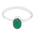 Indian Emerald Solitaire Japanese Silver Green Gemstones Delicate Luxurious Ring Jewelry
