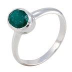 Indian Emerald Solitaire Japanese Silver Green Gemstones Delicate Luxurious Ring Jewelry