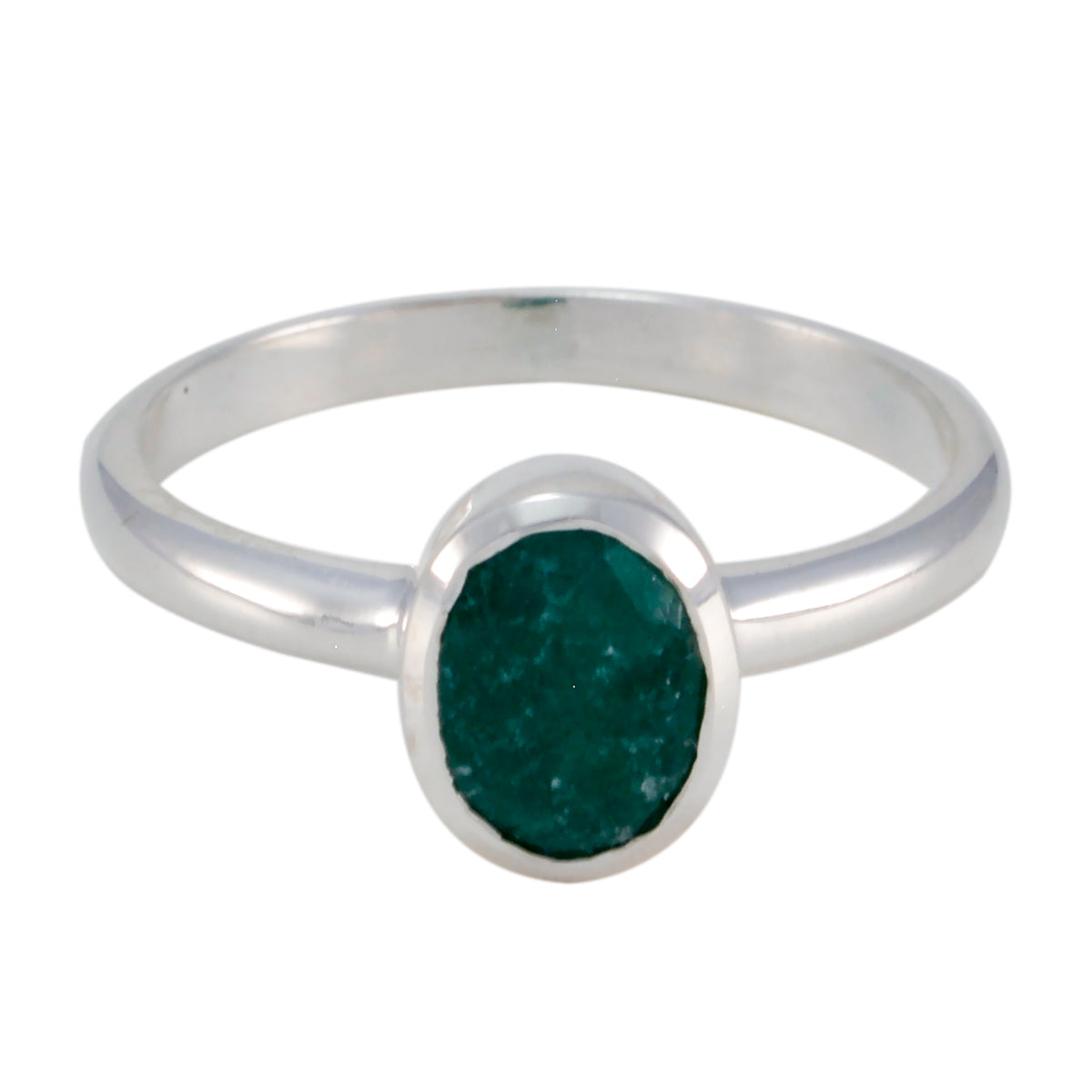 Indian Emerald Solitaire Japanese Silver Green Gemstones Delicate Luxurious Ring Jewelry
