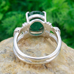 Indian Emerald Solitaire Italian Sterling Silver Green Gemstones Eye catching Rope Wire Ring Jewelry