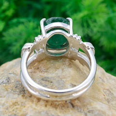 Indian Emerald Solitaire Italian Sterling Silver Green Gemstones Eye catching Rope Wire Ring Jewelry