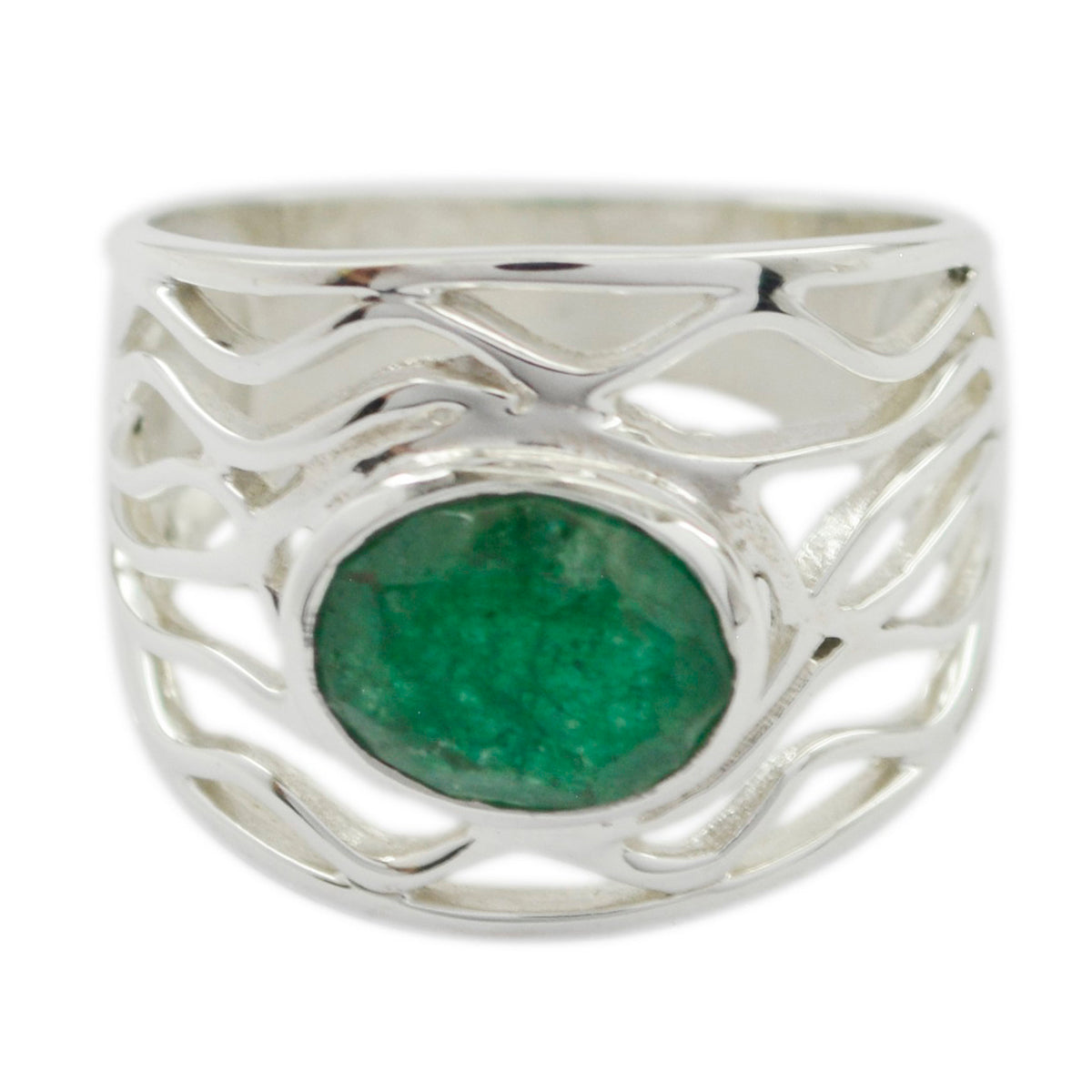Indian Emerald Solitaire Mexican Sterling Silver Green Gems Minimal Rope Wire Ring Jewelry