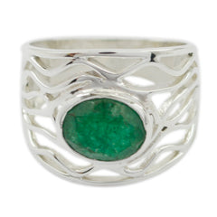 Indian Emerald Solitaire Mexican Sterling Silver Green Gems Minimal Rope Wire Ring Jewelry