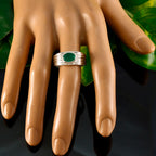 Indian Emerald Solitaire Egyptian Silver Green Gems Eye catching propsel Ring Jewelry