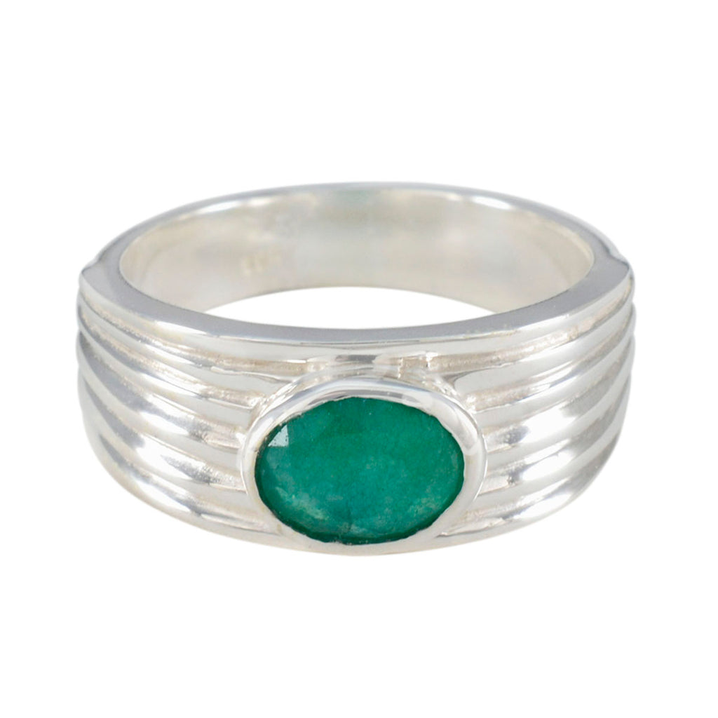 Indian Emerald Solitaire Egyptian Silver Green Gems Eye catching propsel Ring Jewelry