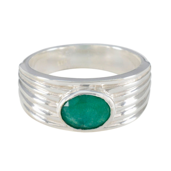 Indian Emerald Solitaire Egyptian Silver Green Gems Eye catching propsel Ring Jewelry