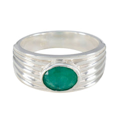 Indian Emerald Solitaire Egyptian Silver Green Gems Eye catching propsel Ring Jewelry